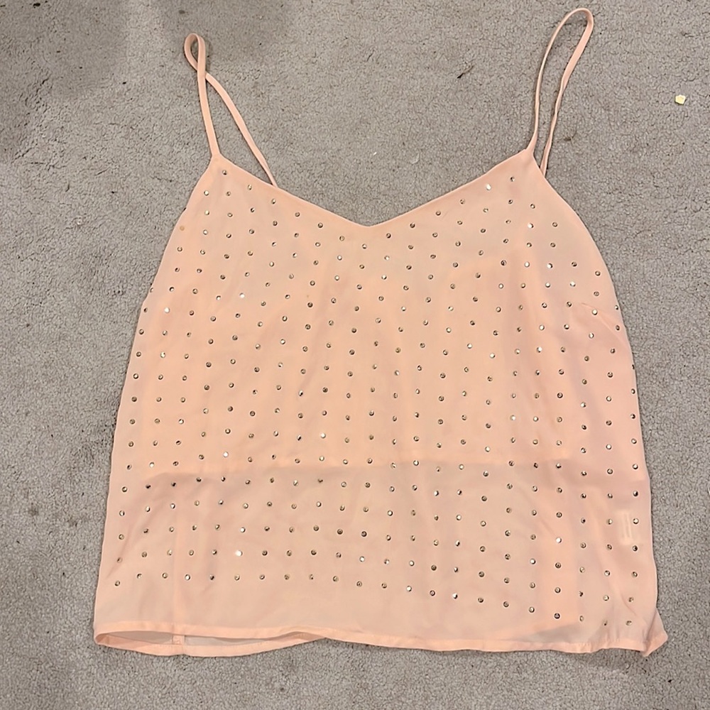 Charlotte Russe pink cropped tank silver studs size small